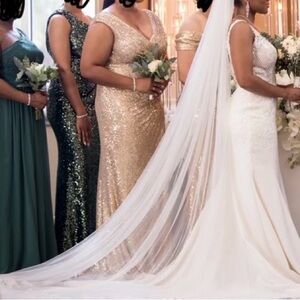 Elegant White Bridal Gown with Train